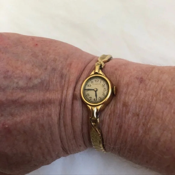 Vintage Hamilton S & W Ladies Watch 14k Gold Filled NOT Working Speidel Stretch - Picture 8 of 14